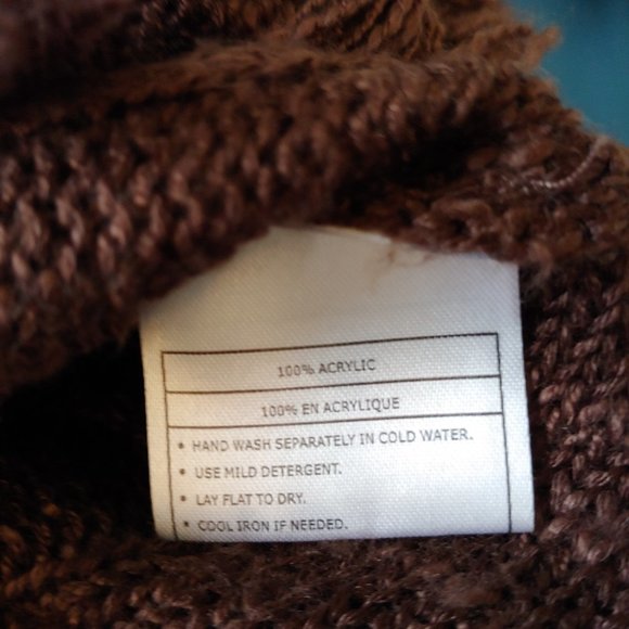 Ariat light weight chocolate brown knit short sleeve sweater with fringe sz s/m - Picture 12 of 12